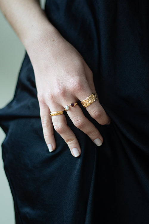 Duo Garnet Gold Ring