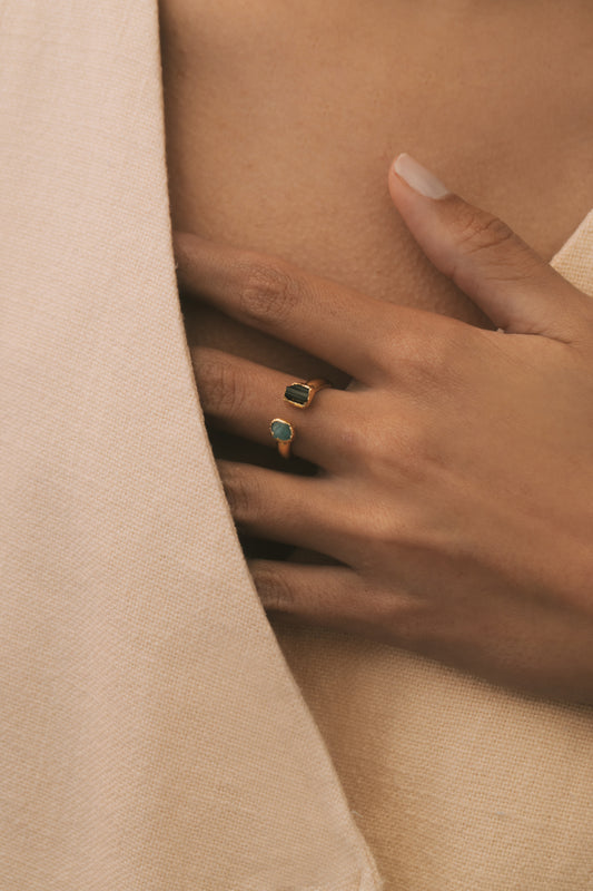 Duo Tourmaline Gold Ring