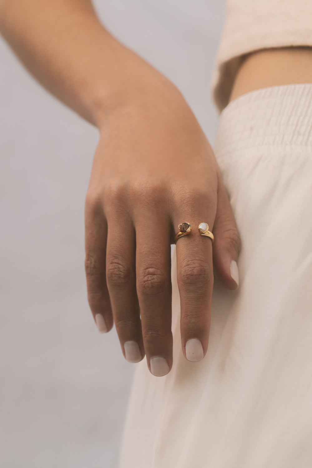 Duo Garnet Gold Ring
