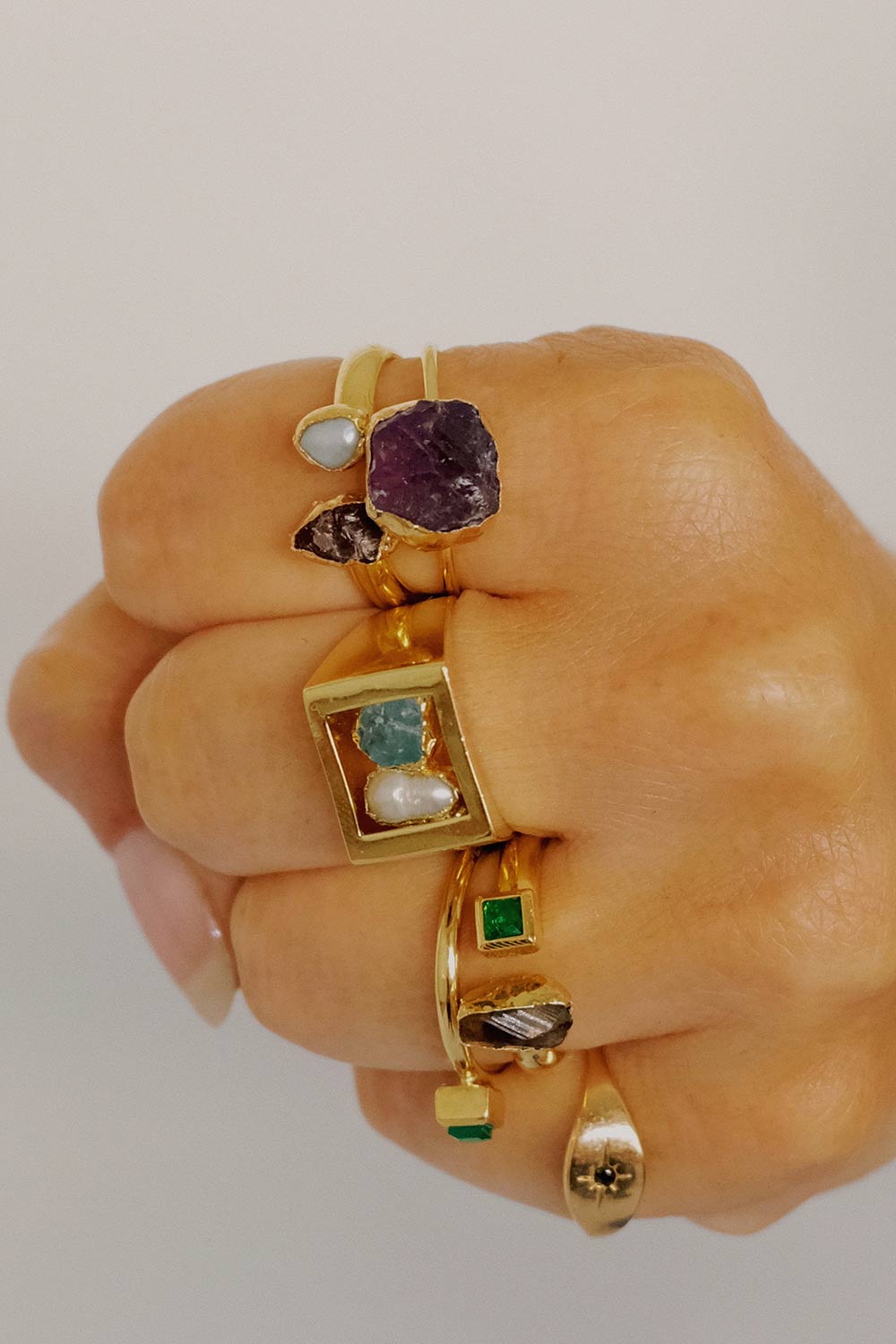 Duo Garnet Gold Ring