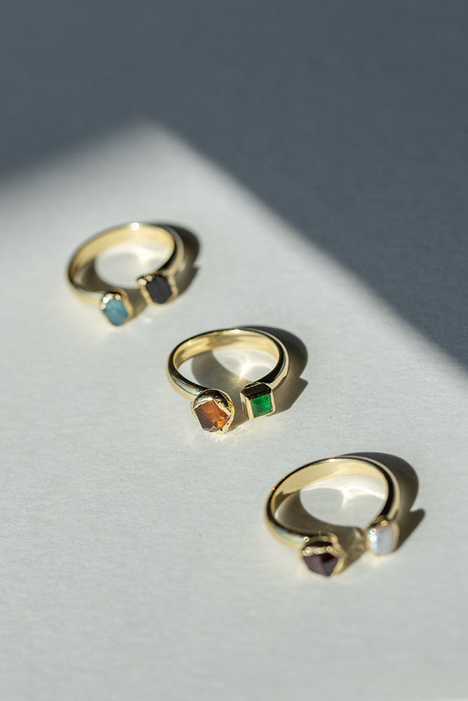 Duo Citrine Gold Ring