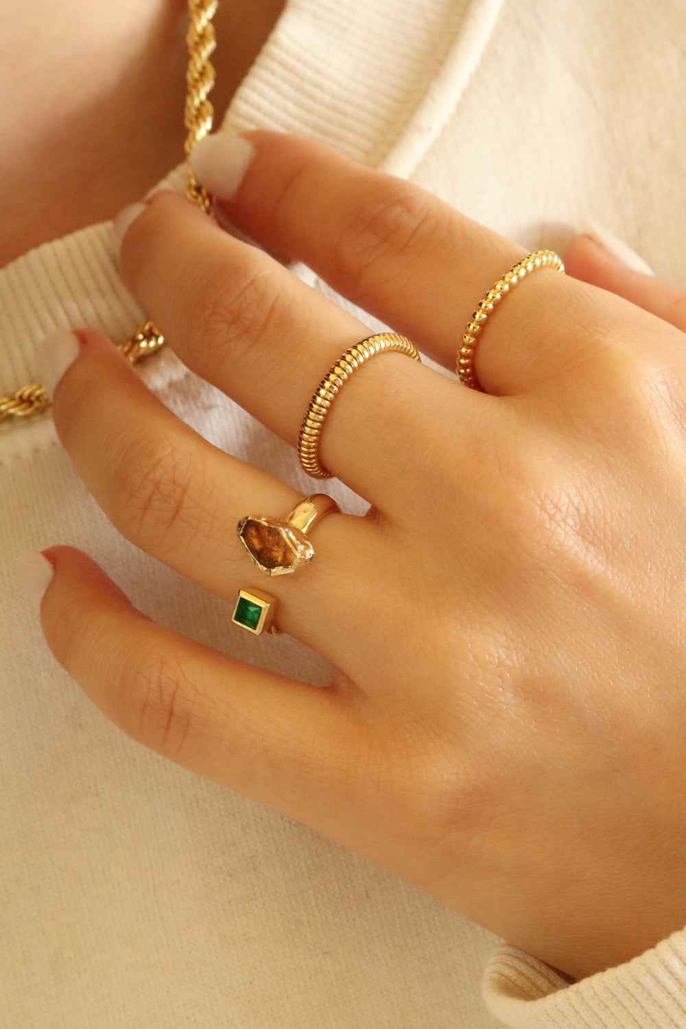 Duo Citrine Gold Ring
