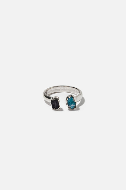Duo Tourmaline Silver Ring