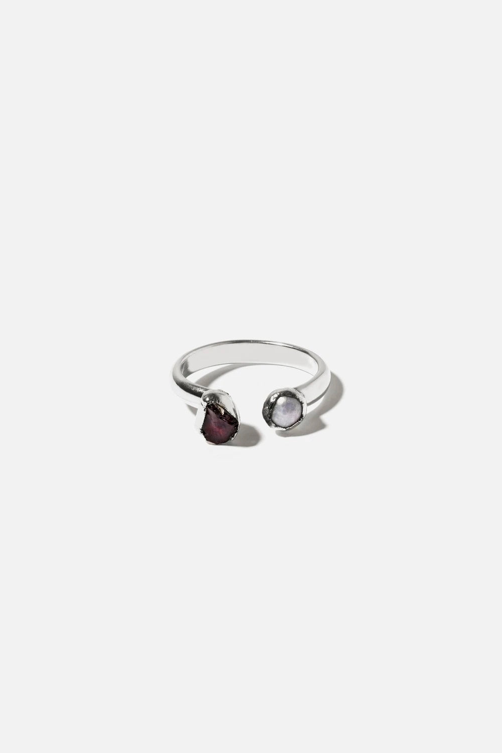 Duo Garnet Silver Ring
