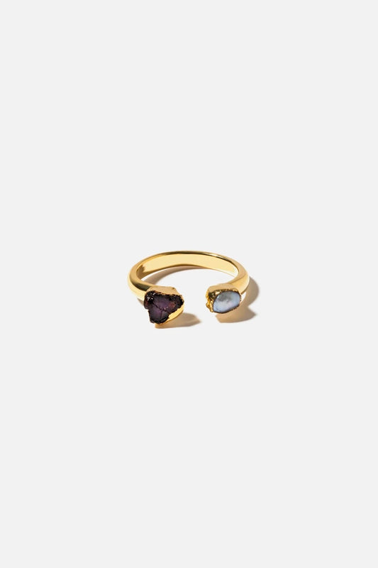 Duo Garnet Gold Ring